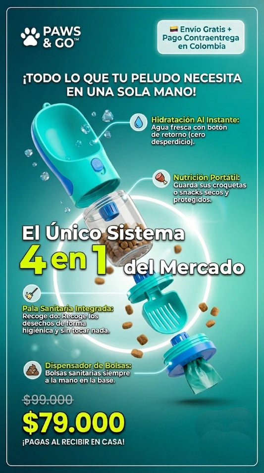 BOTELLA MULTIFUNCIONAL PARA PERRO 4 EN 1