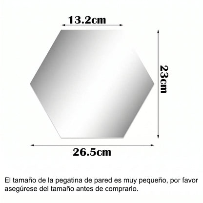 Espejo Hexagonal Decoracion 12 lámina 3D