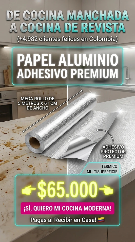 Papel Aluminio Adhesivo para Cocina